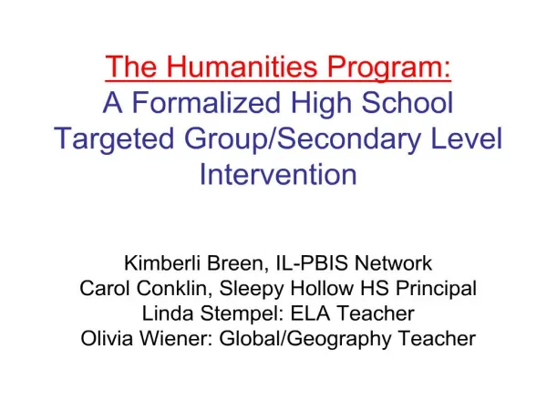 malized high school targeted group/secondary level intervention