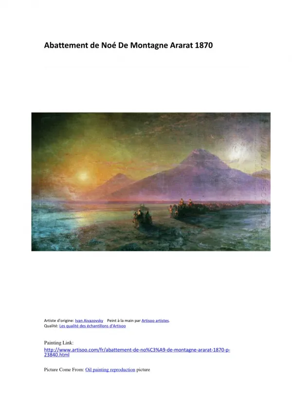 Abattement de Noé De Montagne Ararat 1870-peinture à l'huile