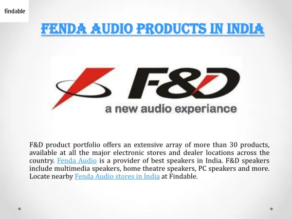Fenda Audio Stores in India