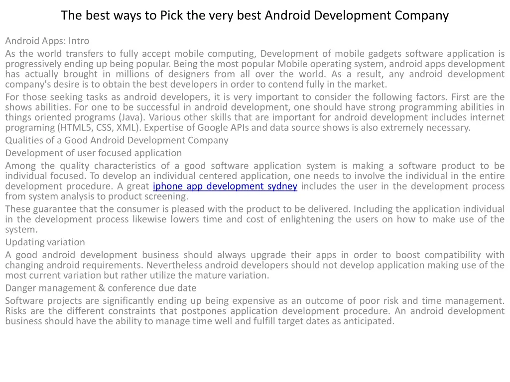 the best ways to pick the very best android development company