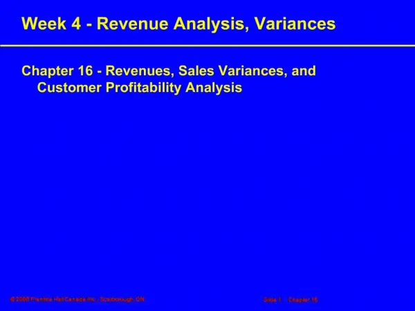 Week 4 - Revenue Analysis, Variances