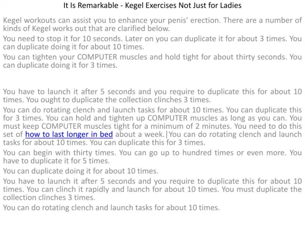It Is Remarkable - Kegel Exercises Not Just for Ladies