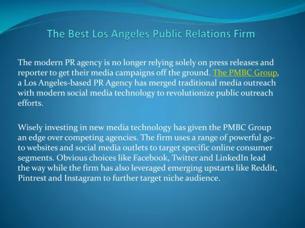 The Best Los Angeles Public Relations Firm