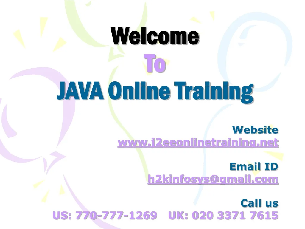 welcome to java online training