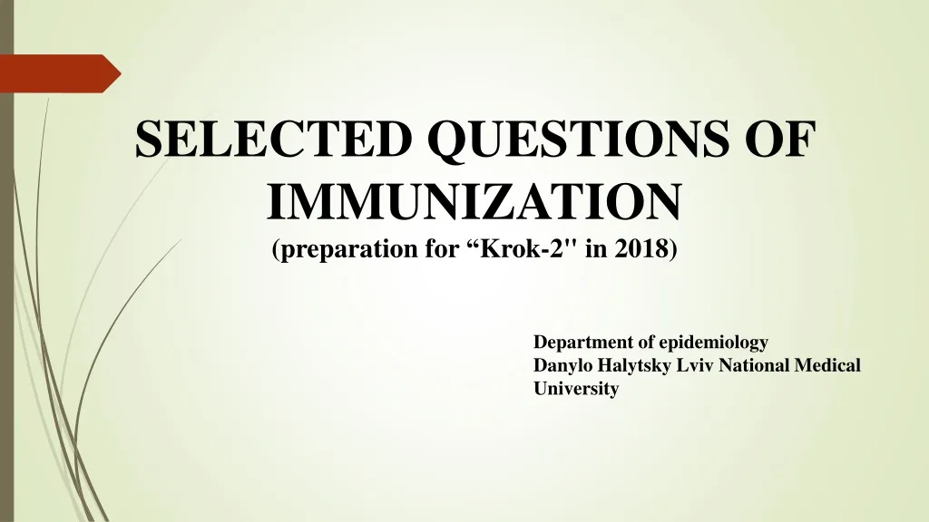 selected questions of immunization preparation