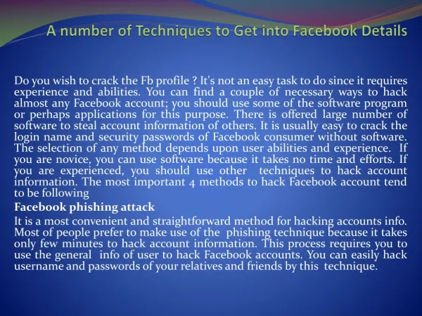 how to hack a Facebook