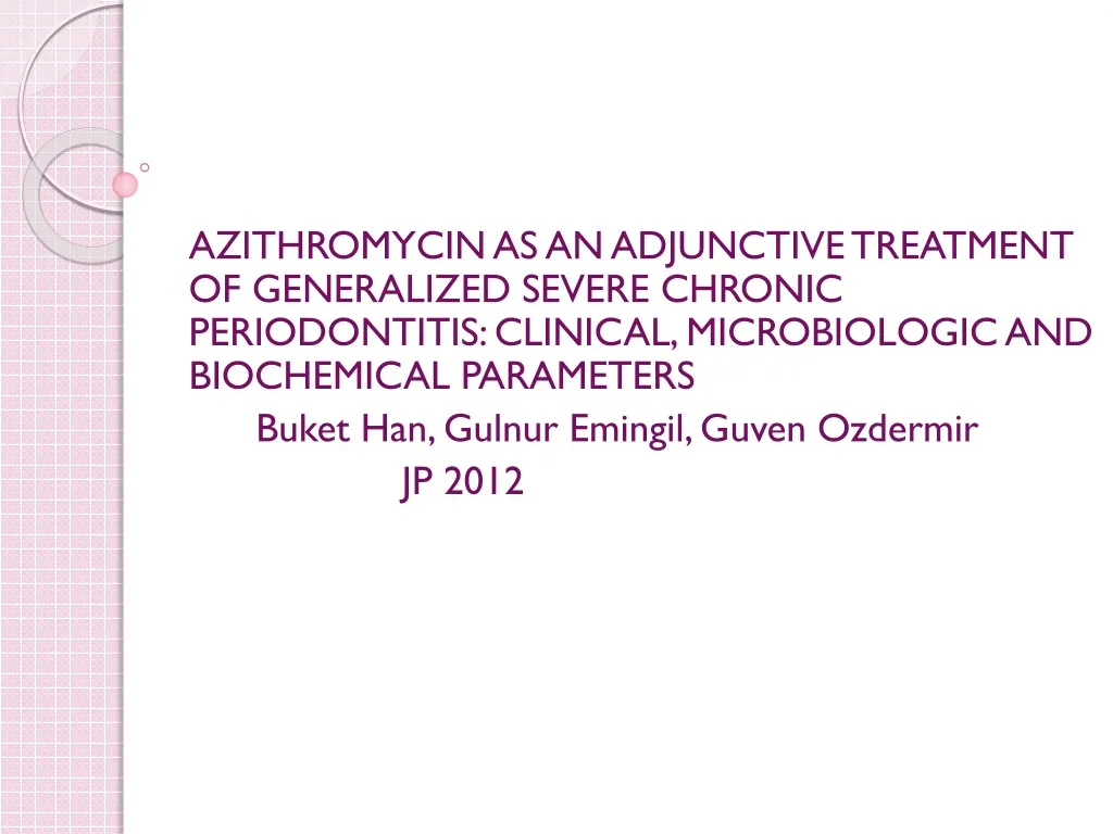 azithromycin as an adjunctive treatment