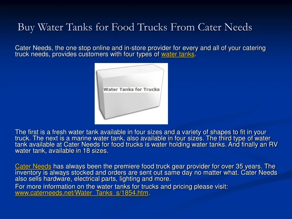 buy water tanks for food trucks from cater needs