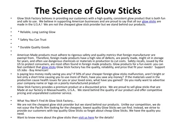 How Does A Glow Sticks Work?
