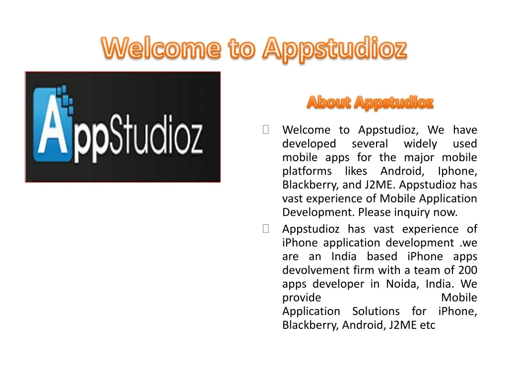 welcome to appstudioz