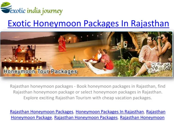 rajasthan honeymoon tour packages