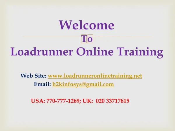 Loadrunner Online Training and Placement Assistance