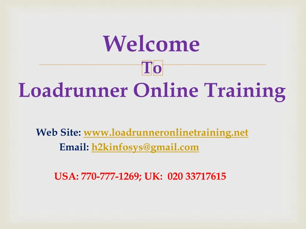 welcome to loadrunner online training