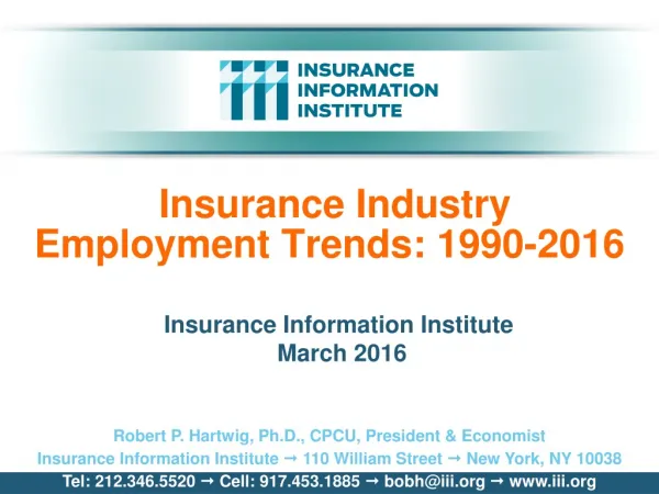 Insurance Industry Employment Trends: 1990-2016