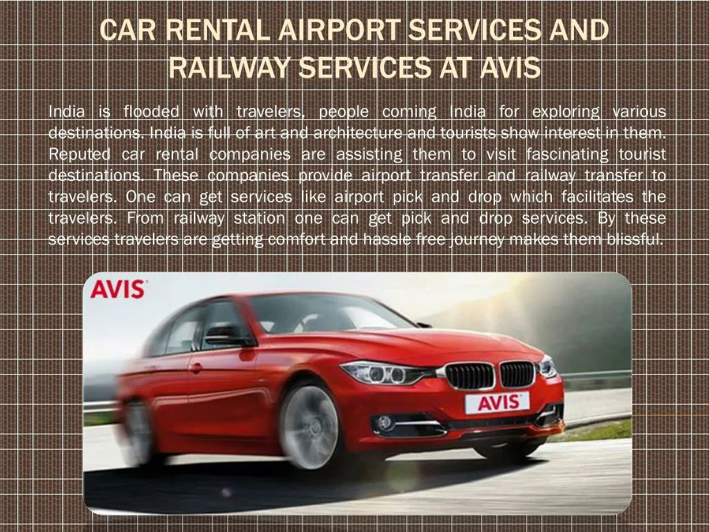 car rental airport services and railway services at avis