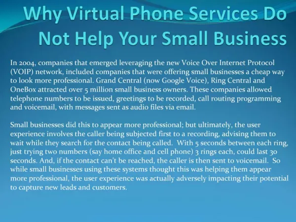 Why Virtual Phone Services Do Not Help Your Small Business