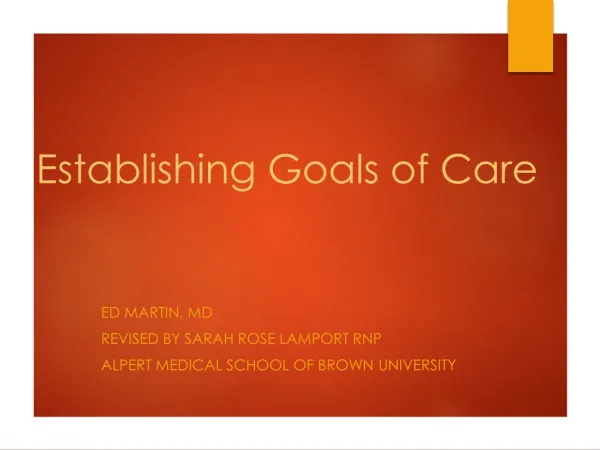 Establishing Goals of Care