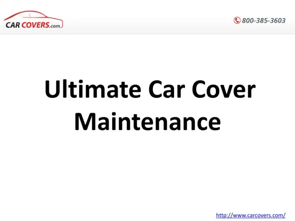Ultimate Car Cover Maintenance