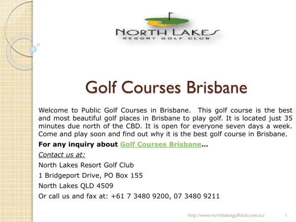Public Golf Courses with Best Facilities in Brisbane at northlakesgolfclub.com.au