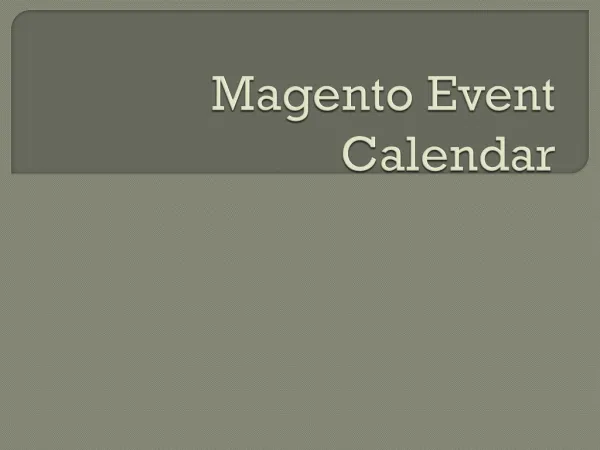 Magento Event Calendar