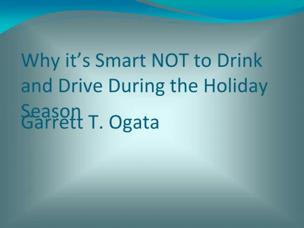 Why it is not smart to Drink and Drive
