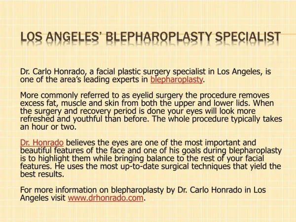 Los Angeles Blepharoplasty Specialist