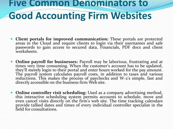 Five Common Denominators to Good Accounting Firm Websites