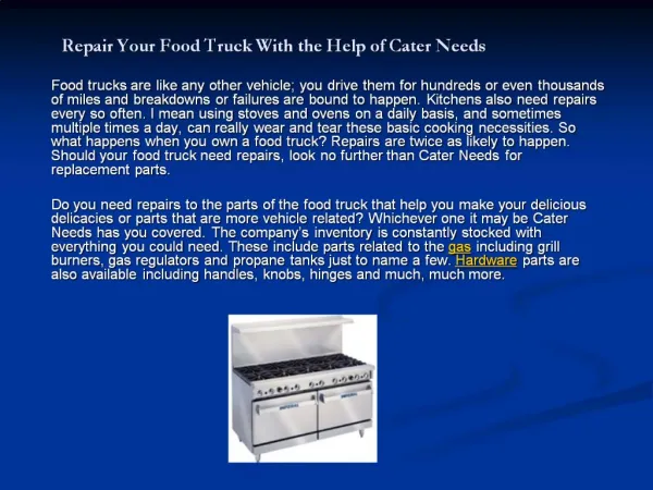 Repair Your Food Truck With the Help of Cater Needs