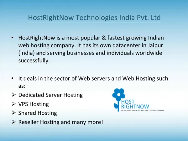 Discounts on Web Hosting Services at hostrightnow.in