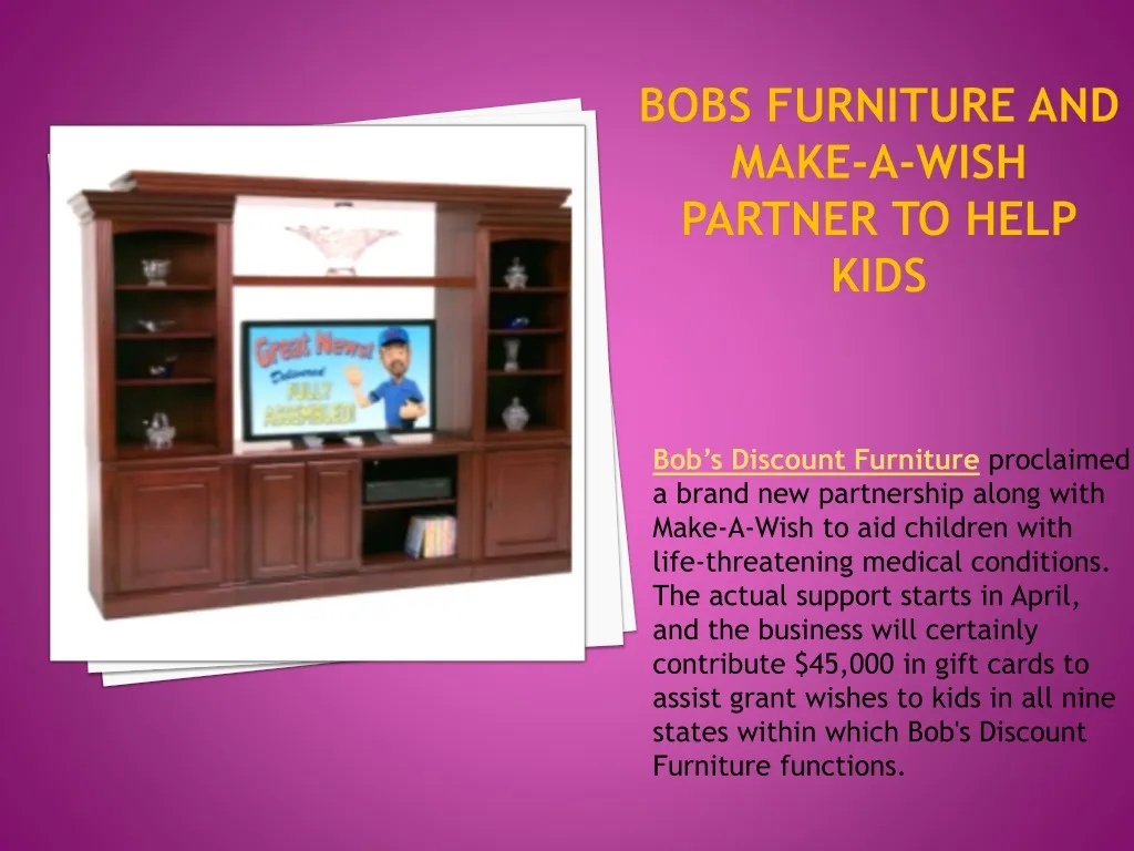 bobs furniture and make a wish partner to help kids