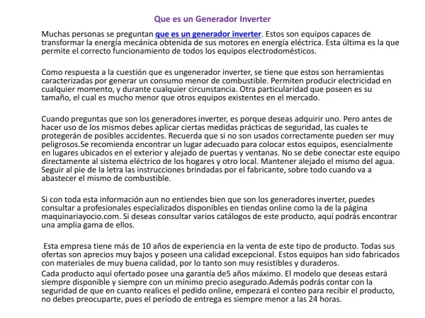 Que son los Generadores Inverter