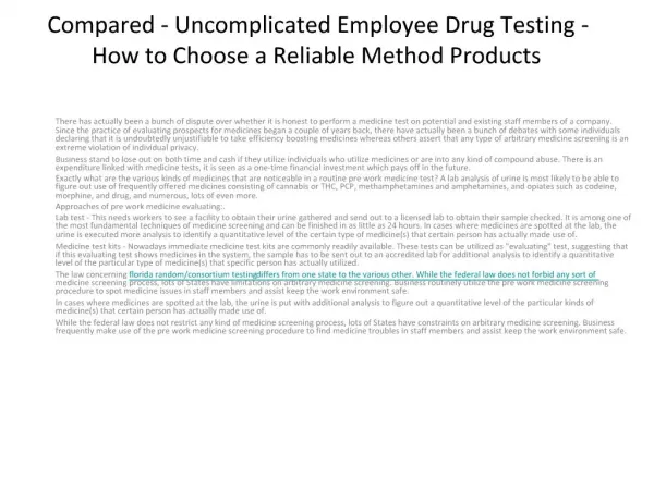 florida drug testing in the workplace