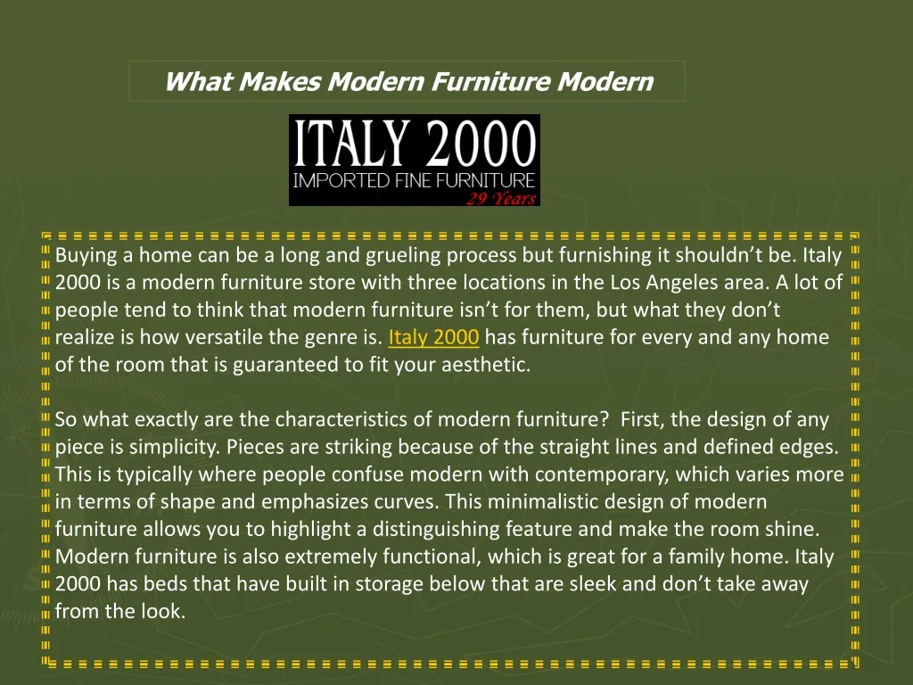what makes modern furniture modern