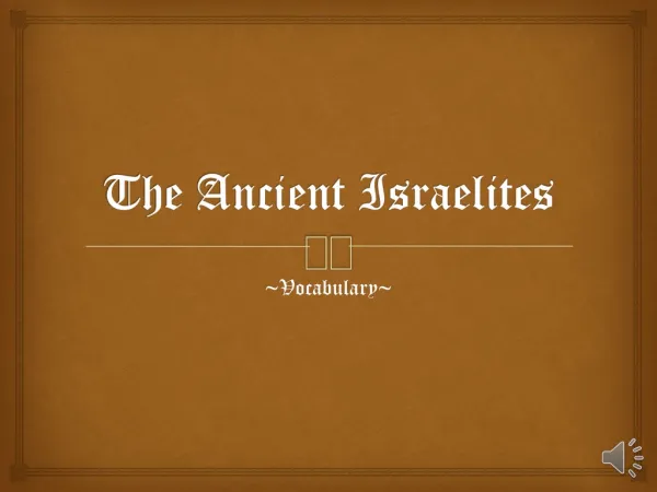 The Early Israelites