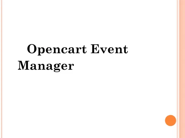 Opencart Event Manager