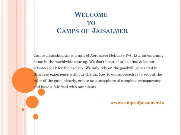 Camps in Jaisalmer