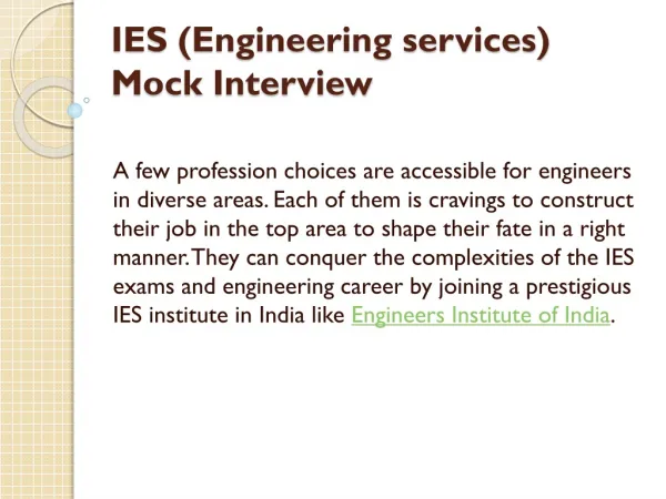 IES (Engineering services) Mock Interview