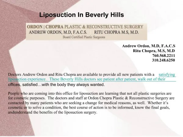 Liposuction In Beverly Hills