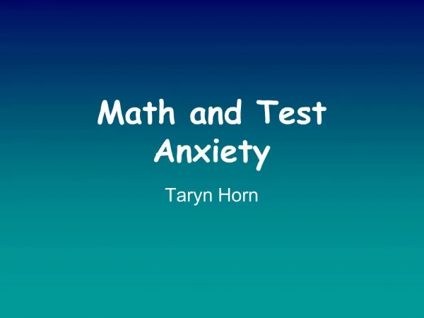 Math and Test Anxiety