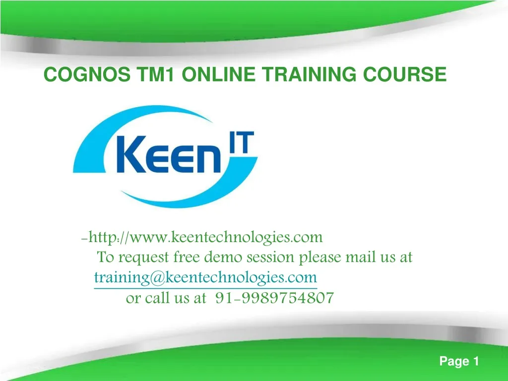 cognos tm1 online training course http