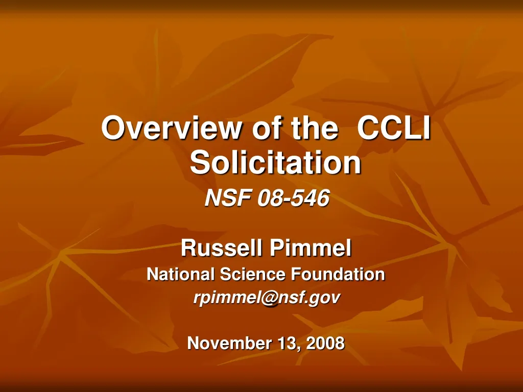 overview of the ccli solicitation