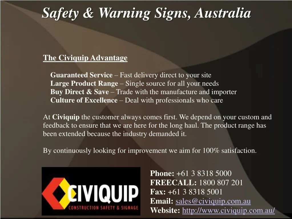 safety warning signs australia