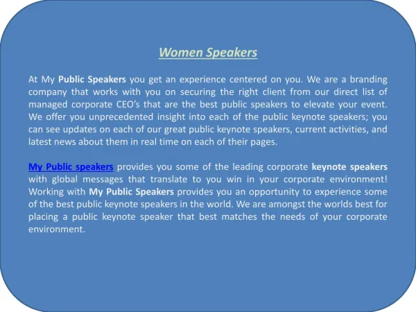 Women Speakers