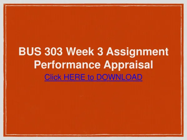 BUS 303 Week 3 Assignment Performance Appraisal