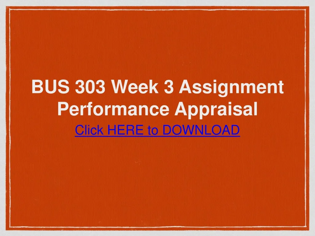 bus 303 week 3 assignment performance appraisal