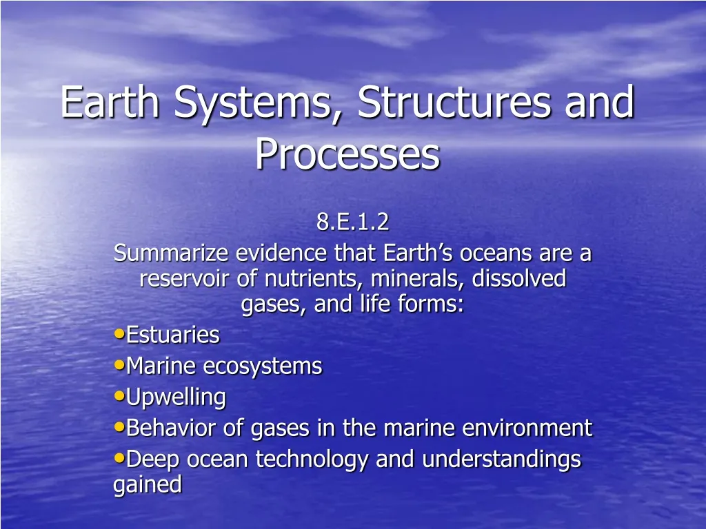 earth systems structures and processes