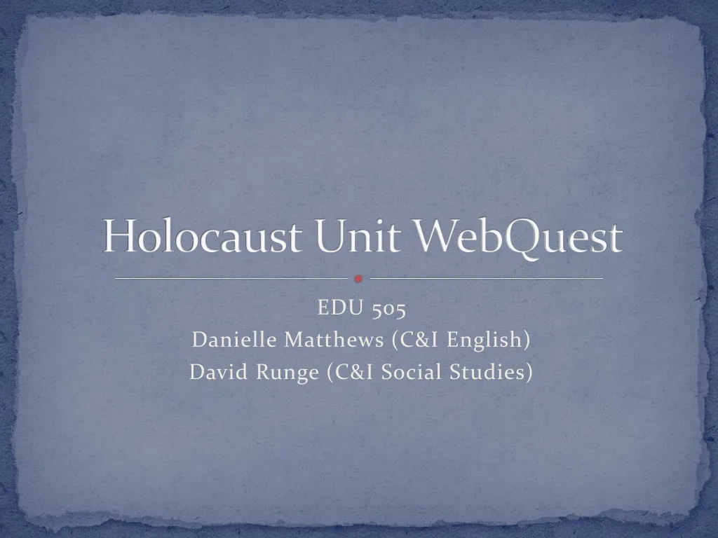 holocaust unit webquest