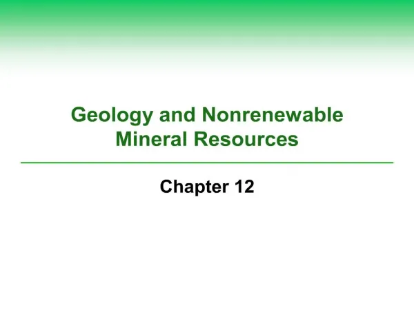 geology and nonrenewable mineral resources