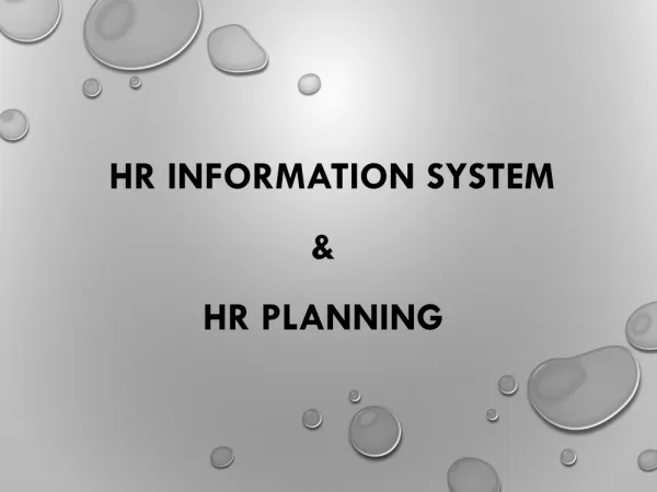 HR Information System &amp; HR Planning