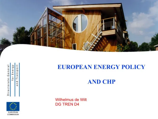 EUROPEAN ENERGY POLICY AND CHP